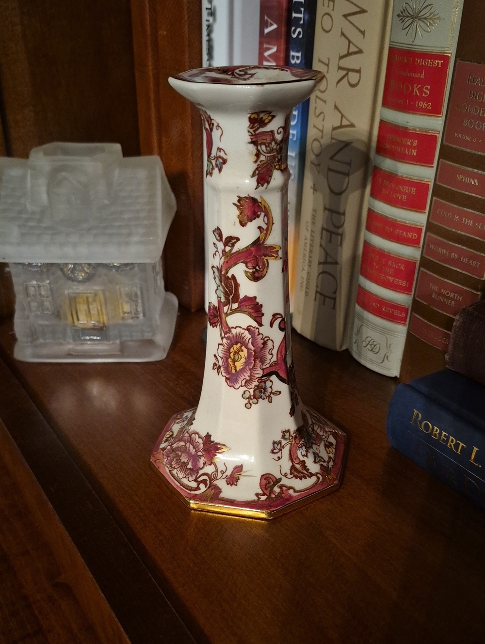 Vintage Mason's Ironstone candlestick in the "Mandalay Red"